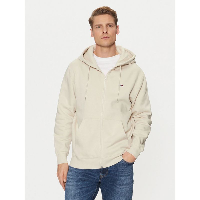 TOMMY HILFIGER - Polerón Hoodie Con Cierre De Cremallera Beige Tommy Jeans