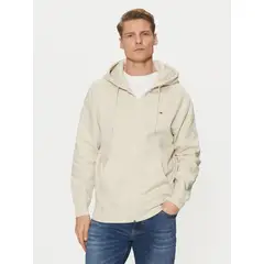 TOMMY HILFIGER - Polerón Hoodie Con Cierre De Cremallera Beige Tommy Jeans