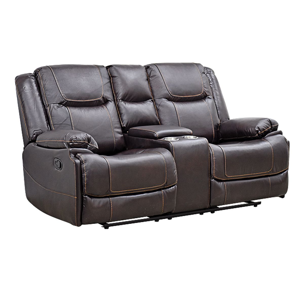 MSA MUEBLES SANTA ANA - Sofá Reclinable 2 Cuerpos con Consola Cuero Florence