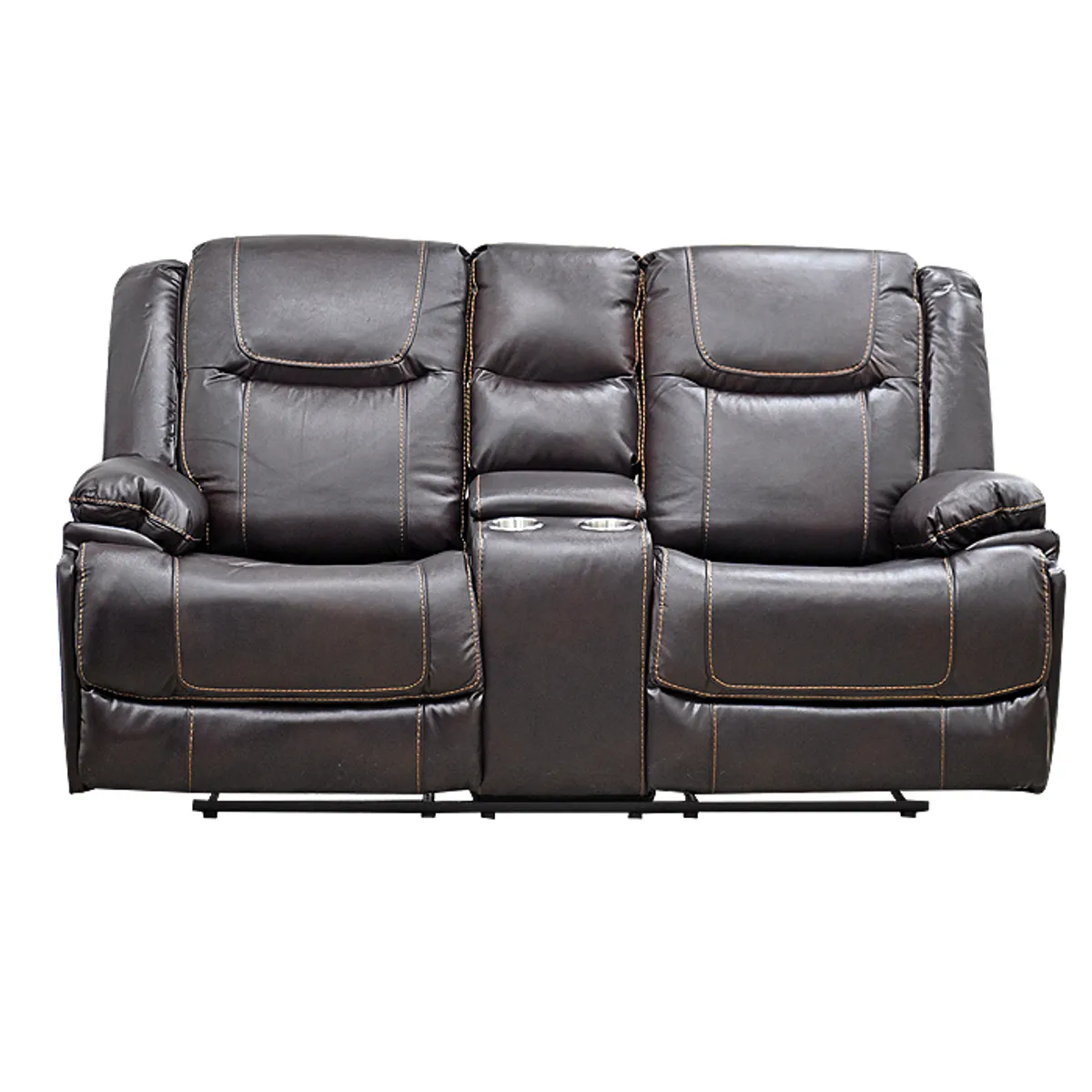 MSA MUEBLES SANTA ANA - Sofá Reclinable 2 Cuerpos con Consola Cuero Florence