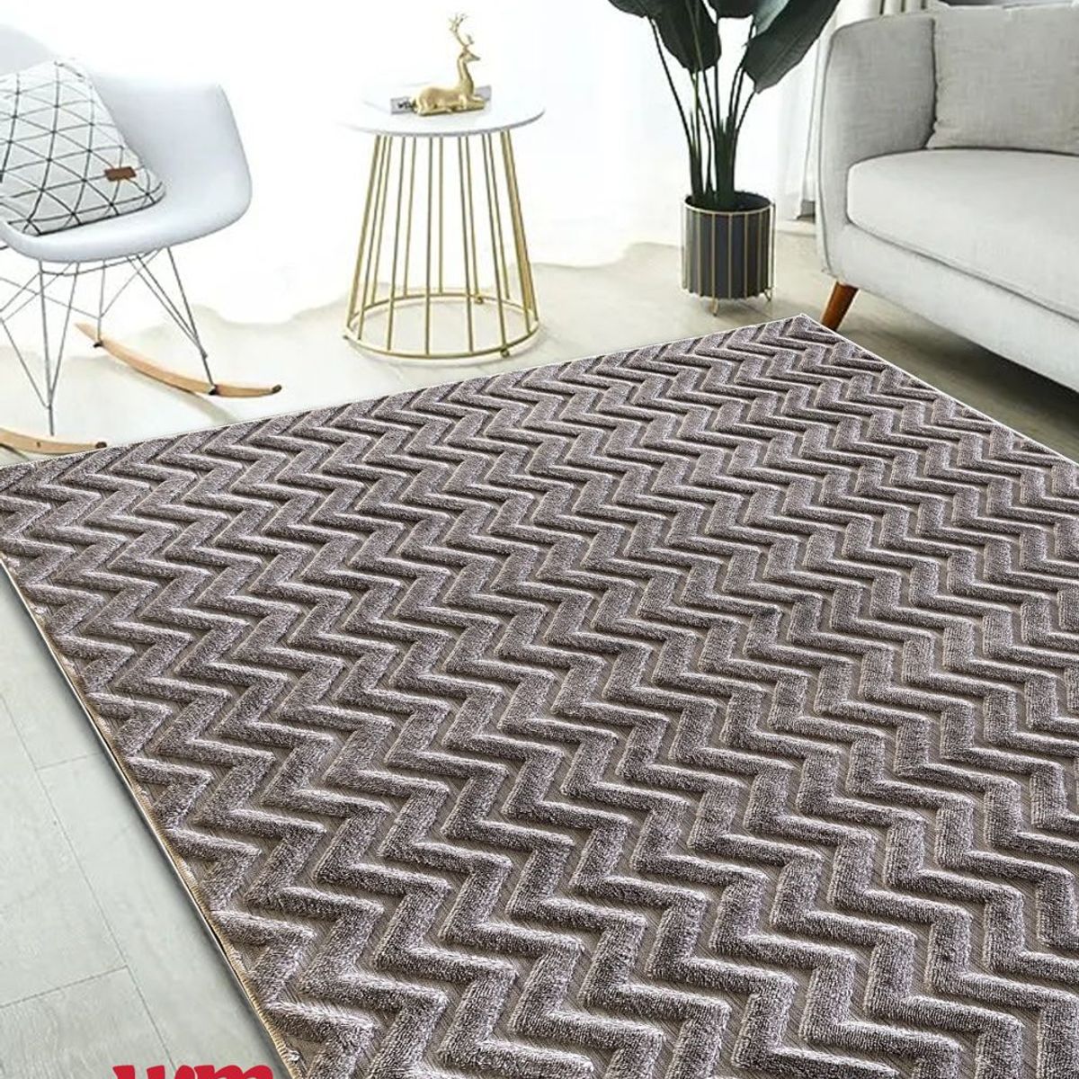 GENERICO - ALFOMBRAS JACQUARD TEXTURIZADA DISEÑO ZIGZAG GRIS 160X200CM