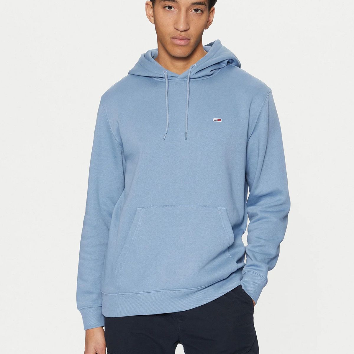 TOMMY HILFIGER - Polerón Hoodie Solid Con Logo Celeste Tommy Jeans