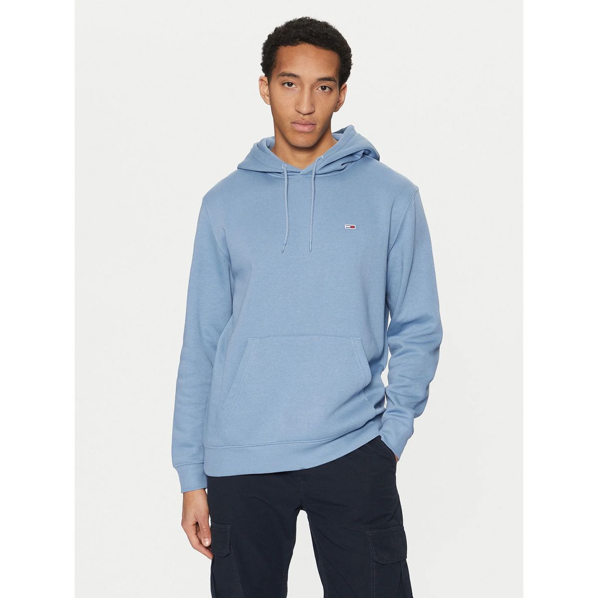 TOMMY HILFIGER - Polerón Hoodie Solid Con Logo Celeste Tommy Jeans