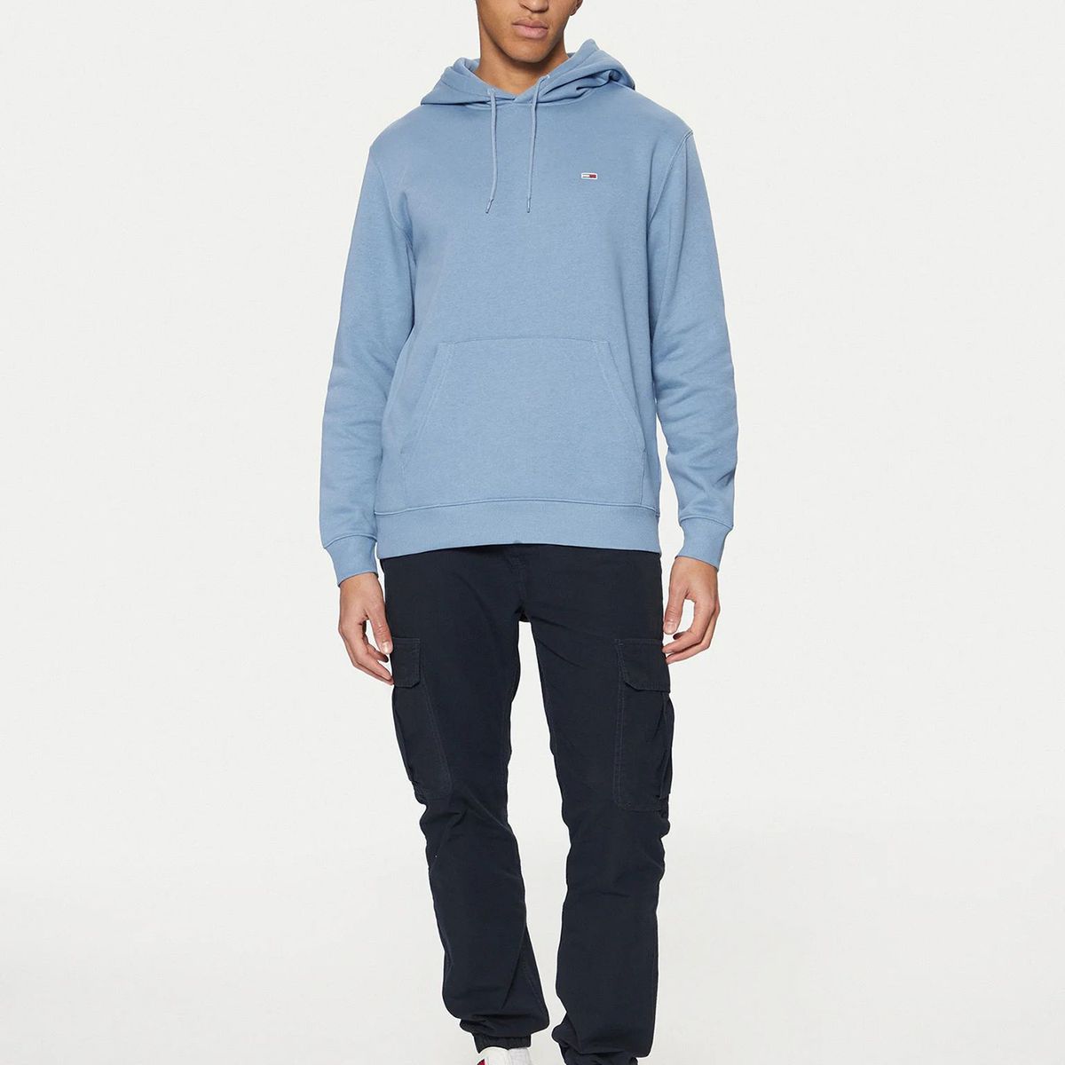 TOMMY HILFIGER - Polerón Hoodie Solid Con Logo Celeste Tommy Jeans