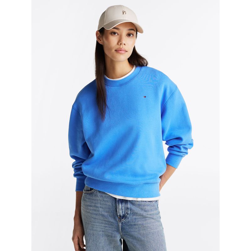TOMMY HILFIGER - Polerón Con Logo Bordado Regular Fit Azul Tommy Hilfiger