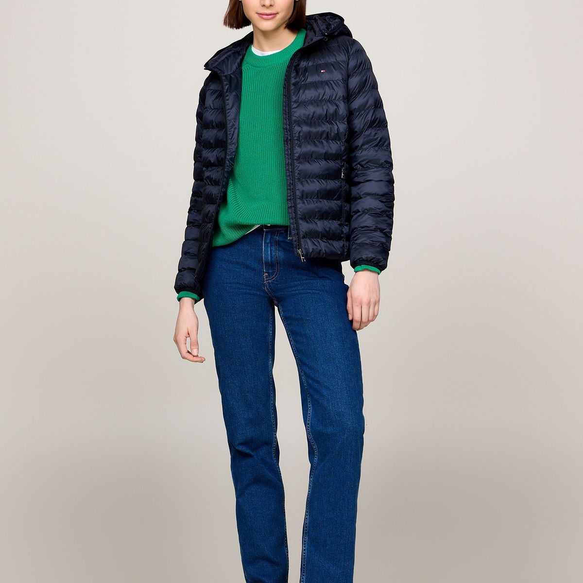 TOMMY HILFIGER - Parka Acolchada Con Logo Bordado Azul Tommy Hilfiger