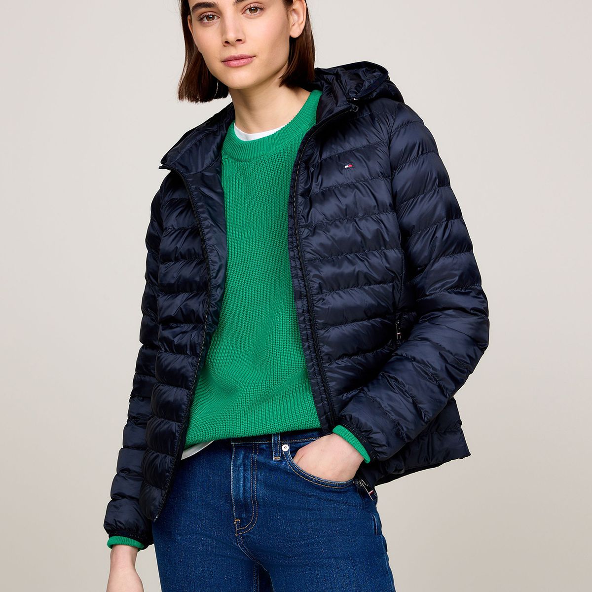 TOMMY HILFIGER - Parka Acolchada Con Logo Bordado Azul Tommy Hilfiger