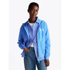 TOMMY HILFIGER - Polerón Hoodie Logo Varsity Con Cierre Celeste