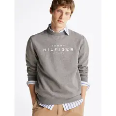 TOMMY HILFIGER - Polerón Solid Con Logo Gris