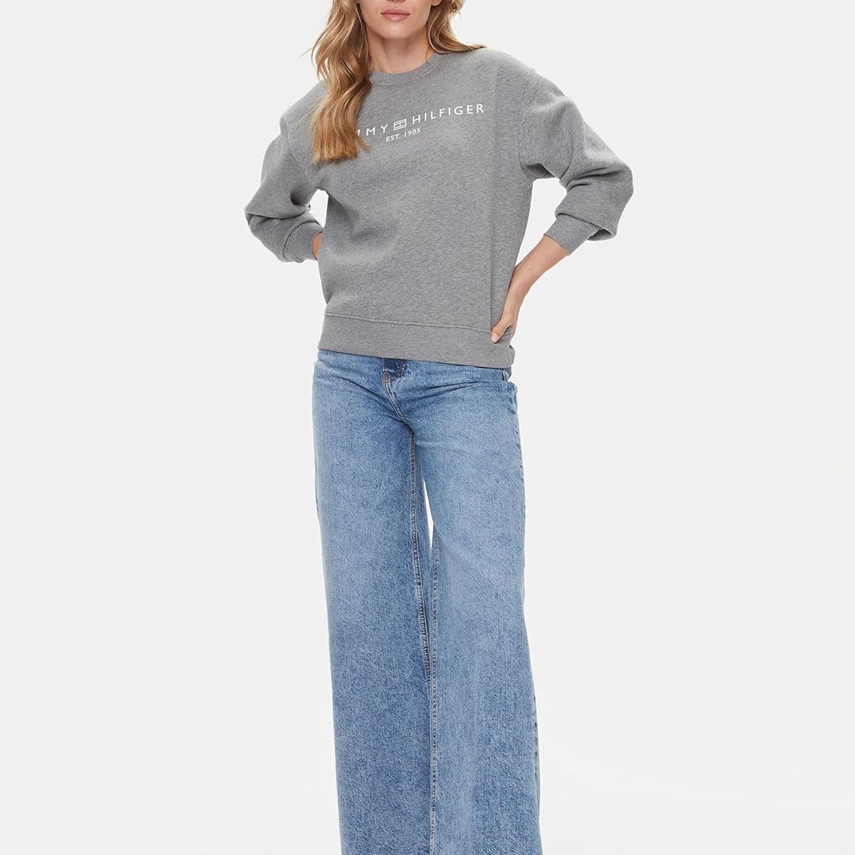 TOMMY HILFIGER - Polerón Modern Con Logo Gris Tommy Hilfiger