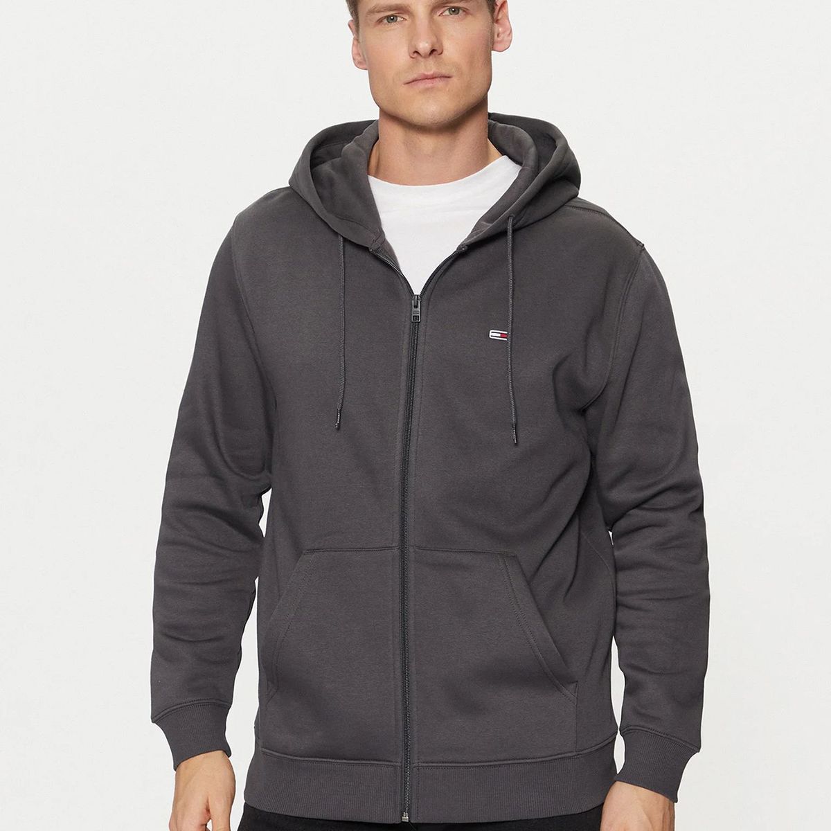 TOMMY HILFIGER - Polerón Hoodie Con Cierre De Cremallera Gris Tommy Jeans
