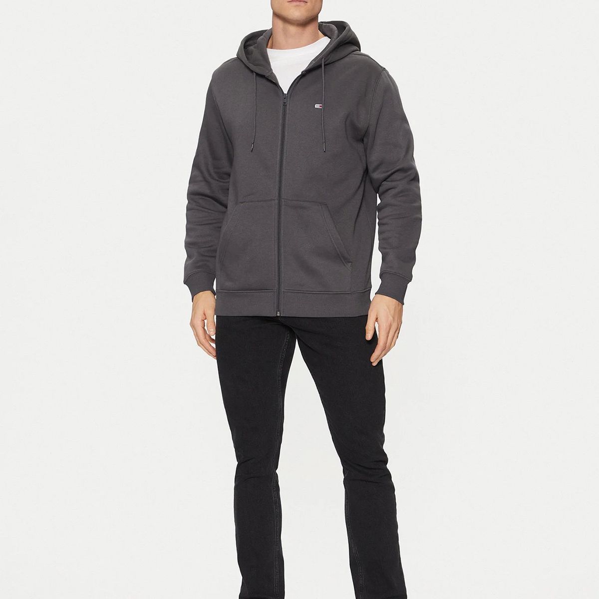 TOMMY HILFIGER - Polerón Hoodie Con Cierre De Cremallera Gris Tommy Jeans