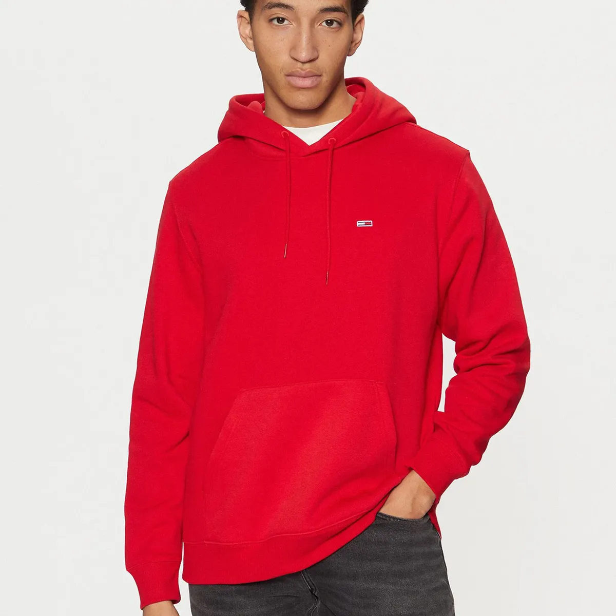 TOMMY HILFIGER - Polerón Hoodie Solid Con Logo Rojo Tommy Jeans