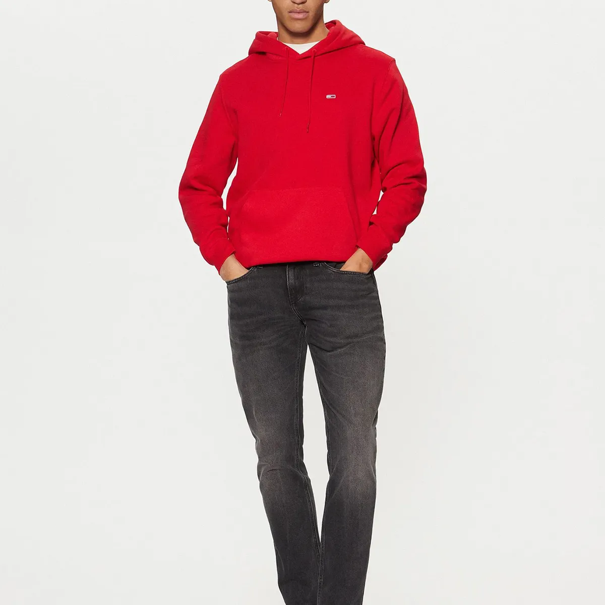 TOMMY HILFIGER - Polerón Hoodie Solid Con Logo Rojo Tommy Jeans