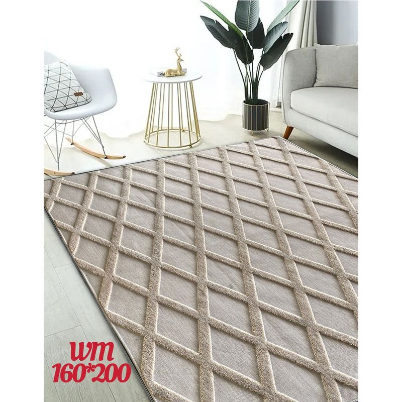 GENERICO - ALFOMBRAS JACQUARD TEXTURIZADA DISEÑO CUADRO BEIGE 160X200CM