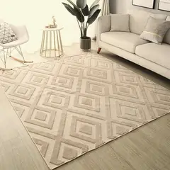 GENERICO - ALFOMBRAS JACQUARD TEXTURIZADA DISEÑO NORDICO CAFE 160X200CM