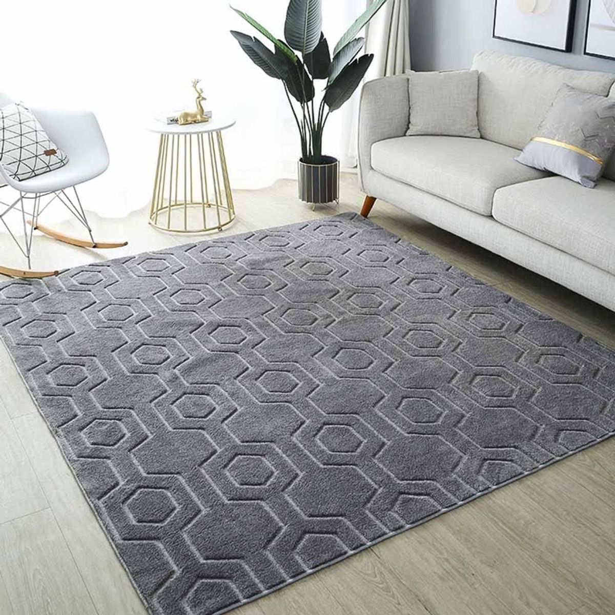 ALFOMBRAS JACQUARD TEXTURIZADA DISEÑO GRIS 160X200CM, marca GENERICO - Foto Principal