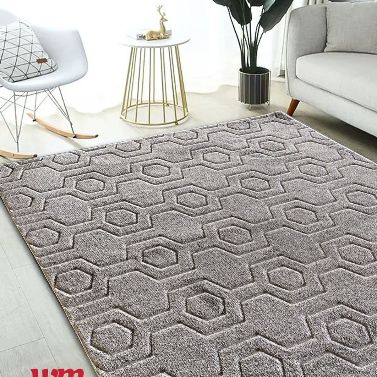ALFOMBRAS JACQUARD TEXTURIZADA DISEÑO GRIS 160X200CM, marca GENERICO - Foto 2