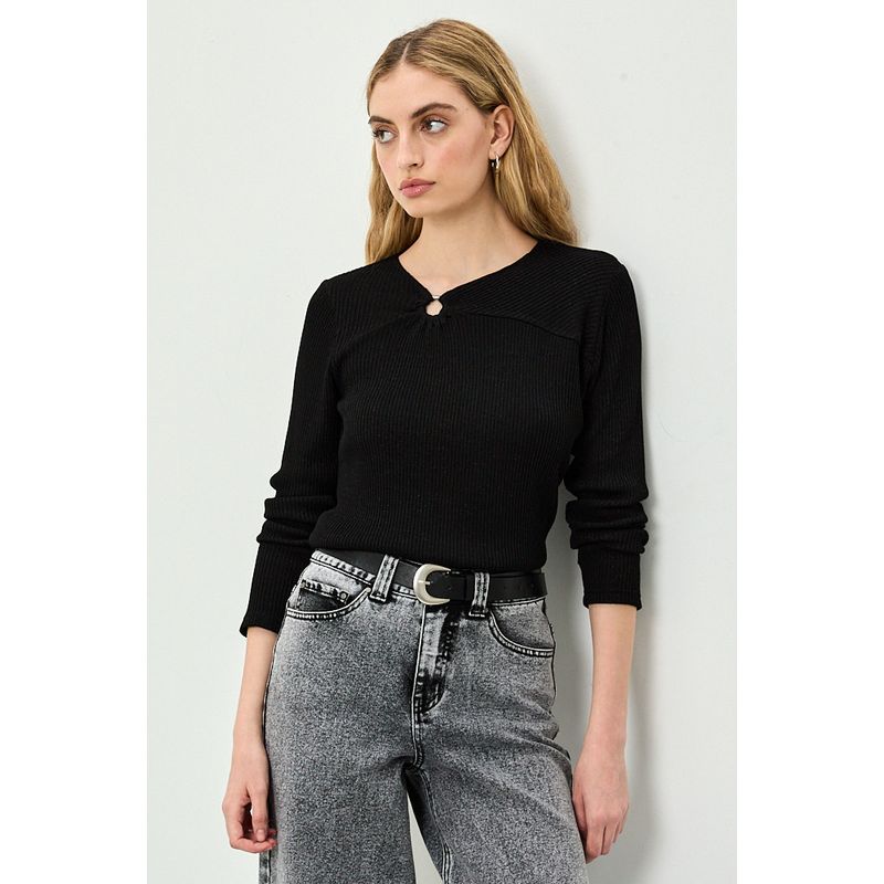 IO - Polera Manga Larga Negro Mujer Io