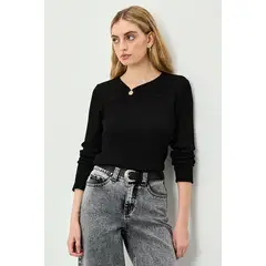 IO - Polera Manga Larga Negro Mujer