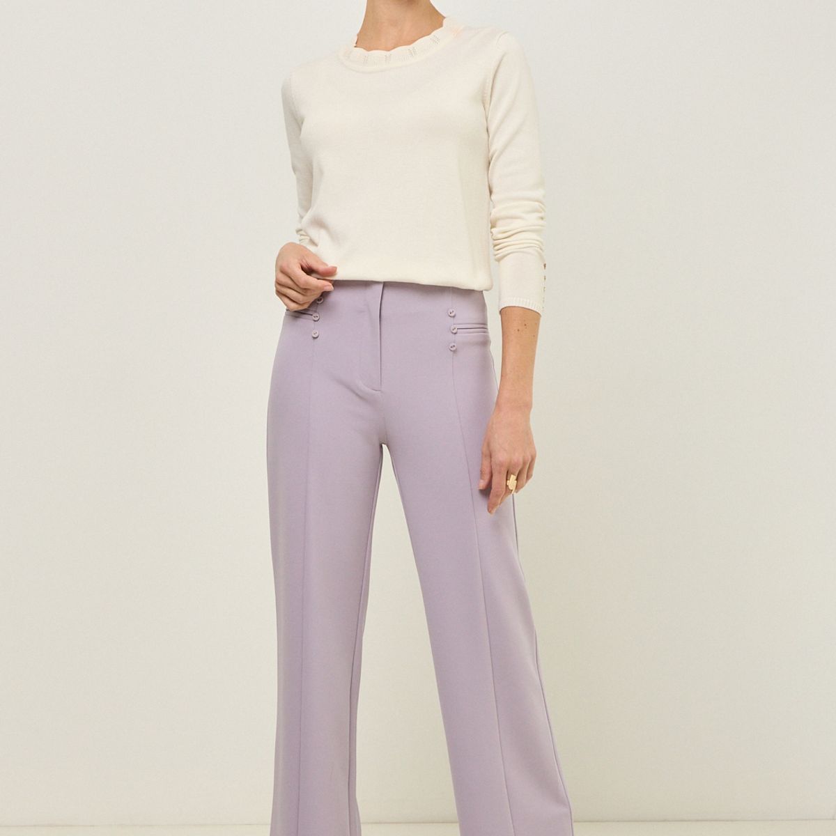 MA GRIFFE - Pantalon Lila Medio Mujer Magriffe