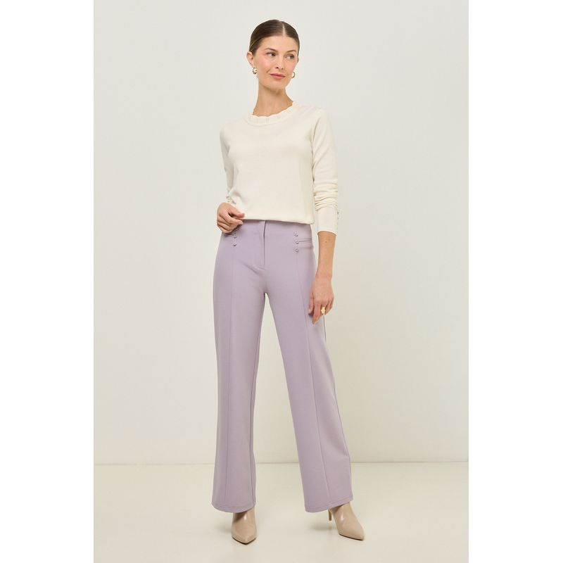 MA GRIFFE - Pantalon Lila Medio Mujer Magriffe