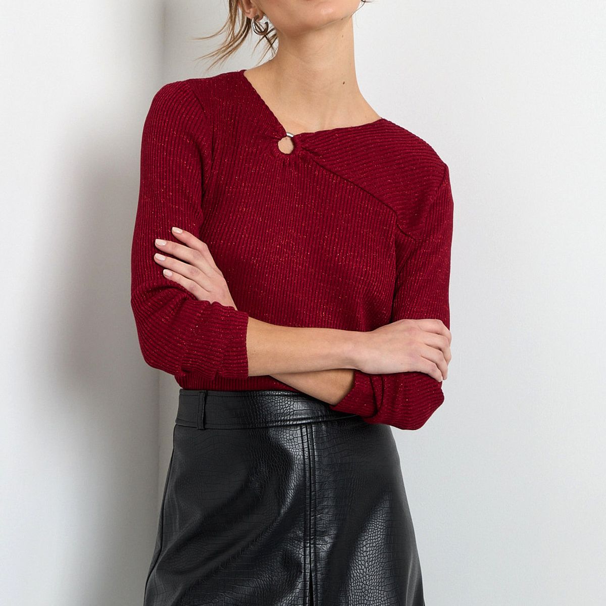 IO - Polera Manga Larga Burdeo Mujer Io