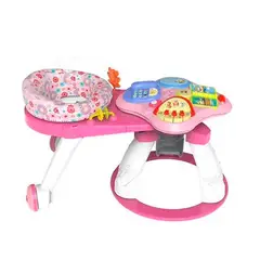 GENERICO - Silla Andador De Bebé 3 En 1 Con Mesa De Juegos Rosa