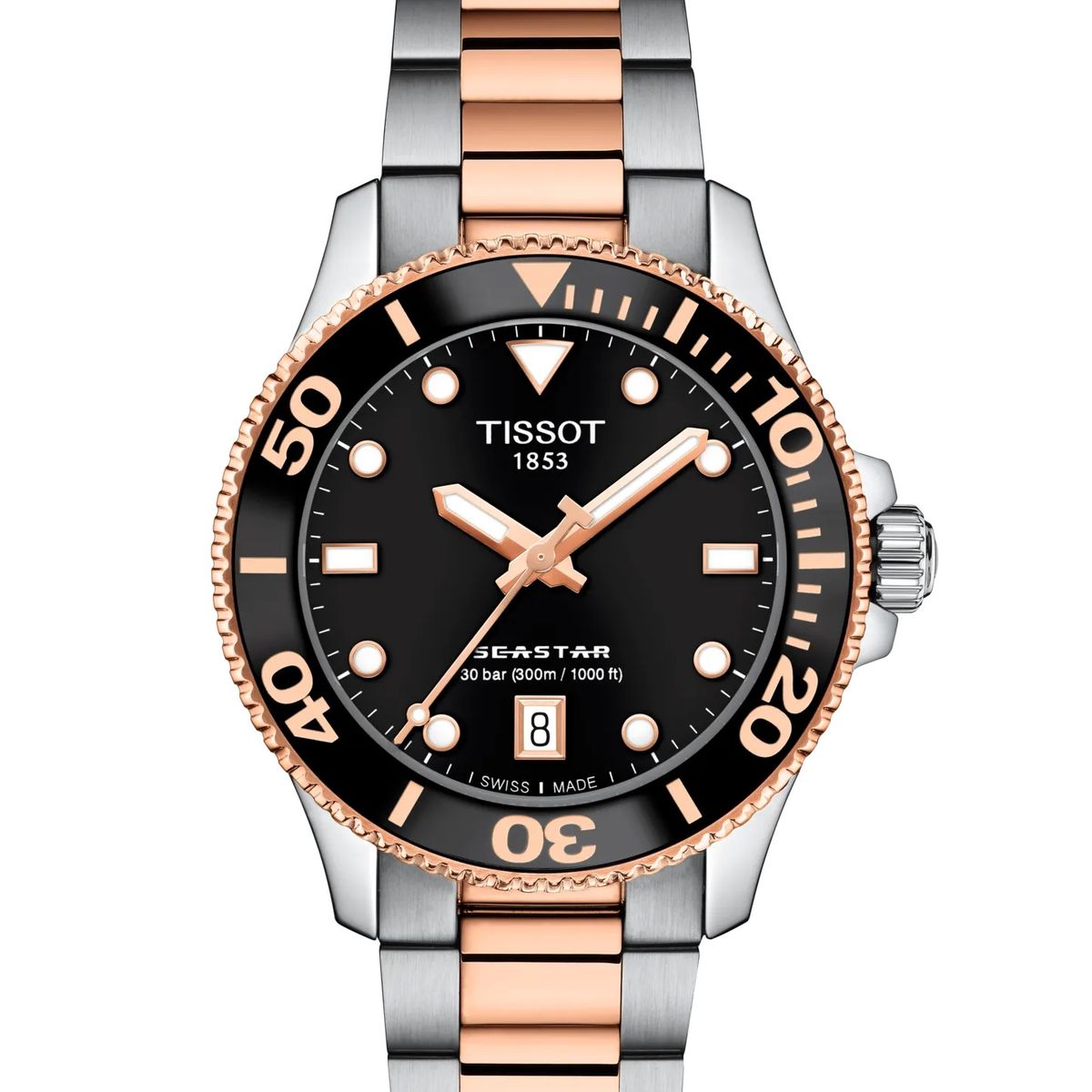 TISSOT - Reloj Tissot Seastar 1000 Bicolor Oro Rosa Negro