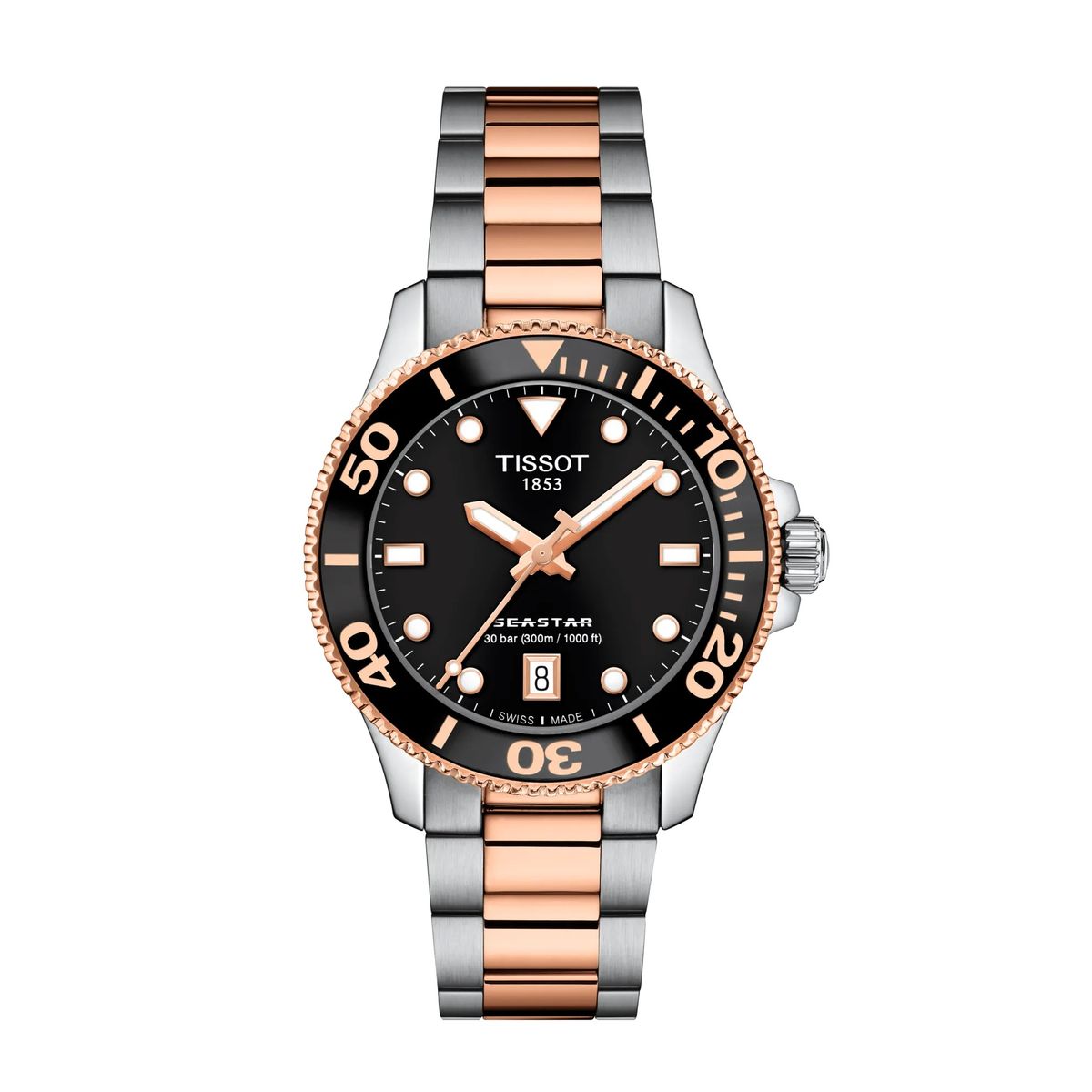 TISSOT - Reloj Tissot Seastar 1000 Bicolor Oro Rosa Negro