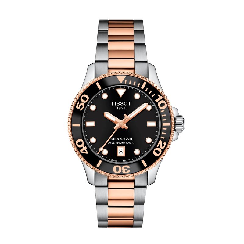 TISSOT - Reloj Tissot Seastar 1000 Bicolor Oro Rosa Negro