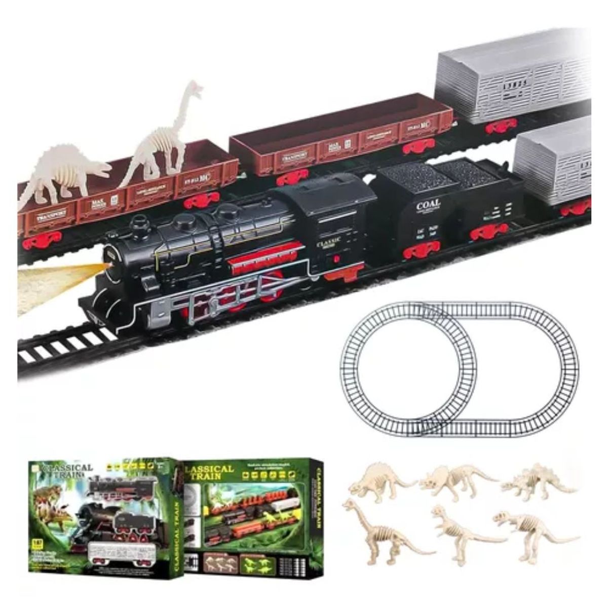 GENERICO - Juguete Tren Y Dinosaurio Electrico 32 Pcs Vagones Rieles