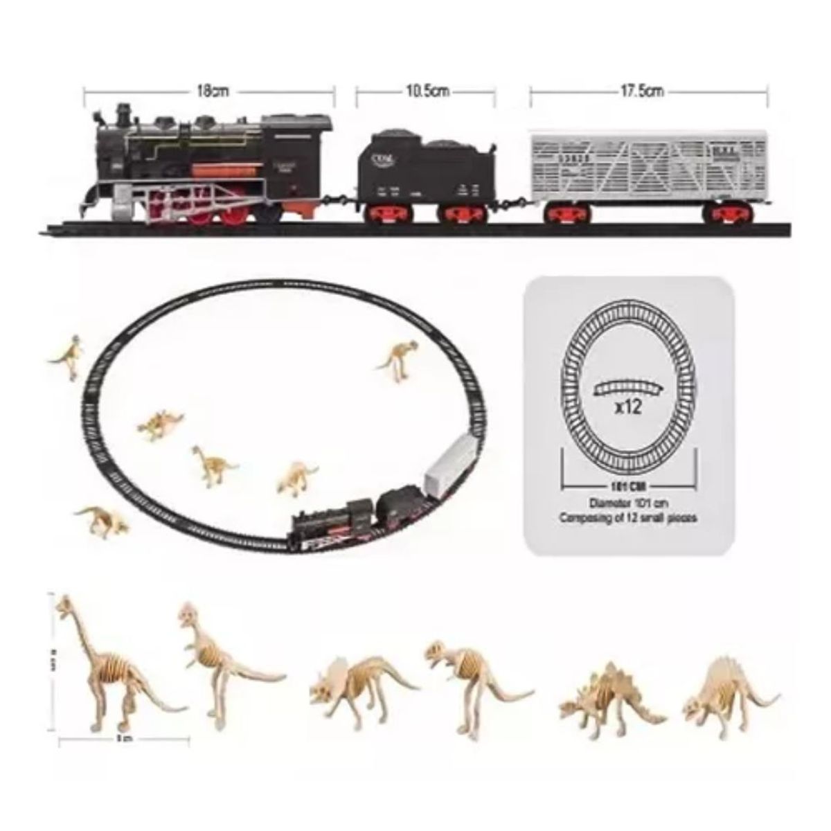 GENERICO - Juguete Tren Y Dinosaurio Electrico 32 Pcs Vagones Rieles
