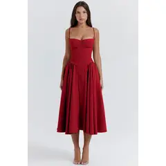 BLWOENS - Vestido casual para Mujer-Rojo