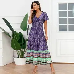 BLWOENS - Vestido casual para Mujer-Púrpura