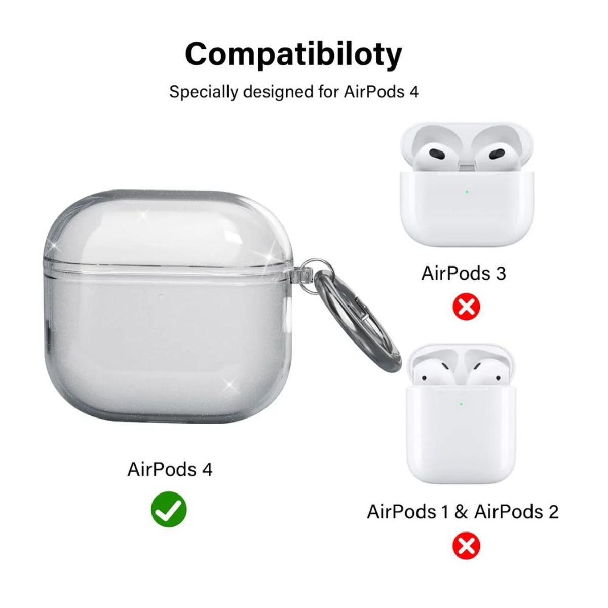 GENERICO - Funda Para AirPods 4 Gen Transparente Antigolpes Con Gancho.