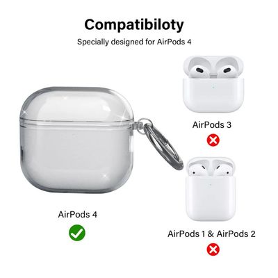 Imagen 2 del producto Funda Para AirPods 4 Gen Transparente Antigolpes Con Gancho.