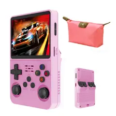 BRO TOUMI - Consola Portatil Retro Game R36S 64GB Rosa y Estuche