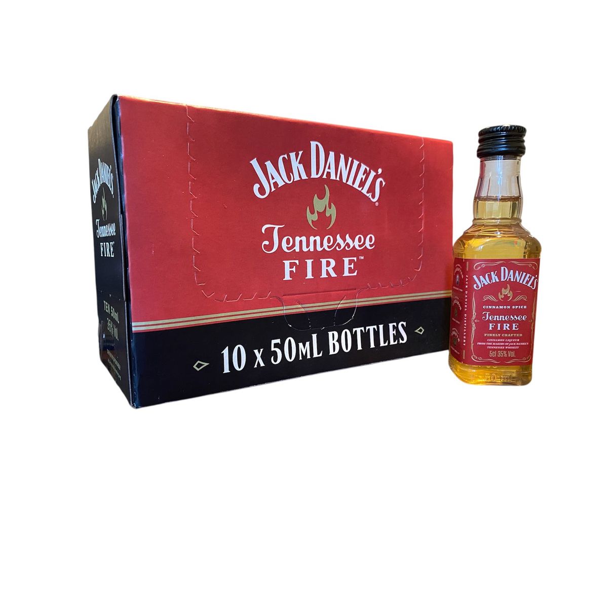 JACK DANIELS - Pack 10 Miniaturas Jack Daniel's Fire Tennessee 50 ml.