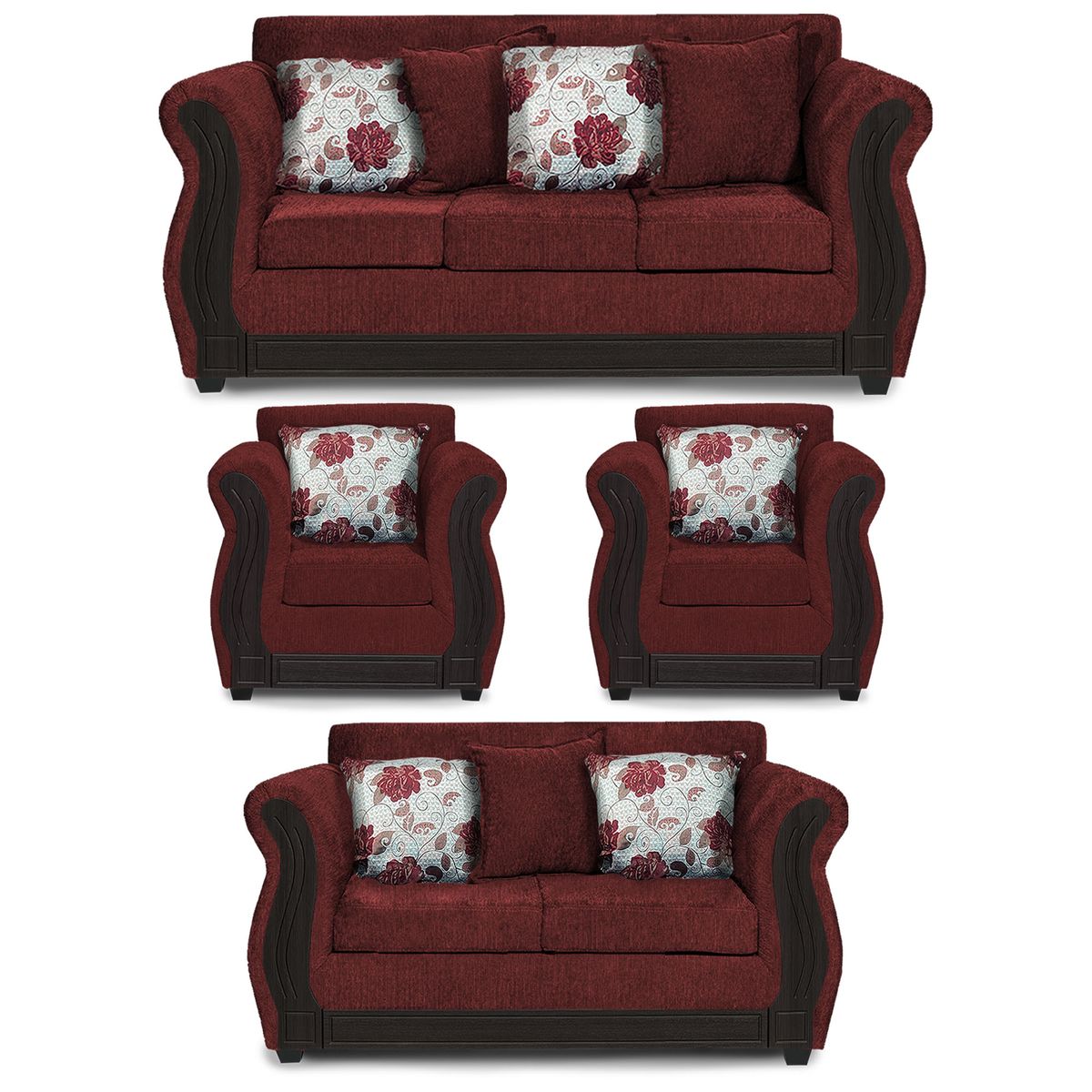 ADONIS LEUDH - Living 3+2+1+1 Caburgua Chenille Rojo