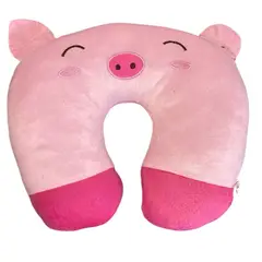GENERICO - Cojin de cuello almohada de viajes para niños puerquito rosa.