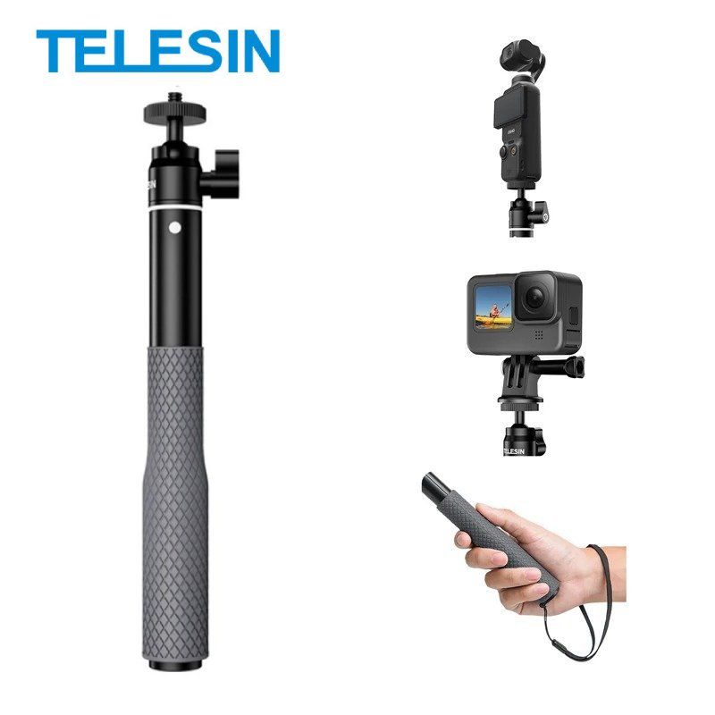 TELESIN - Bastón Selfie Aluminio 65cm para GoPro Insta360 Osmo y Otras