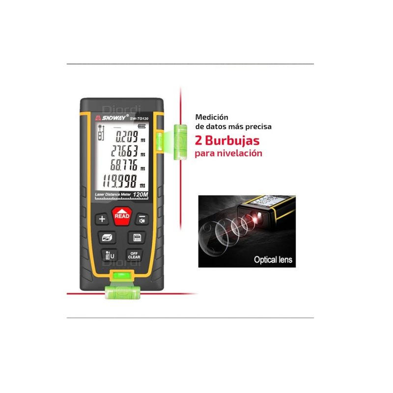 GENERICO - Medidor de Distancia con Laser 120 metros Snd way