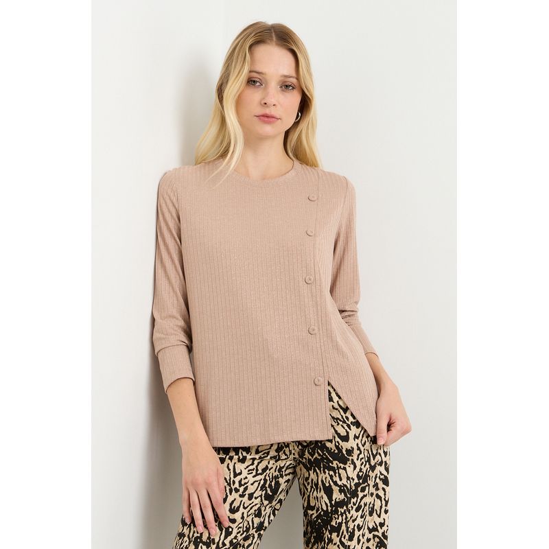 ASH - Polera Manga Larga Beige Mujer Ash