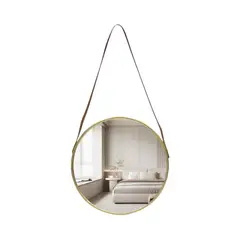 GENERICO - Espejo Colgante Circular 35cm Borde Dorado