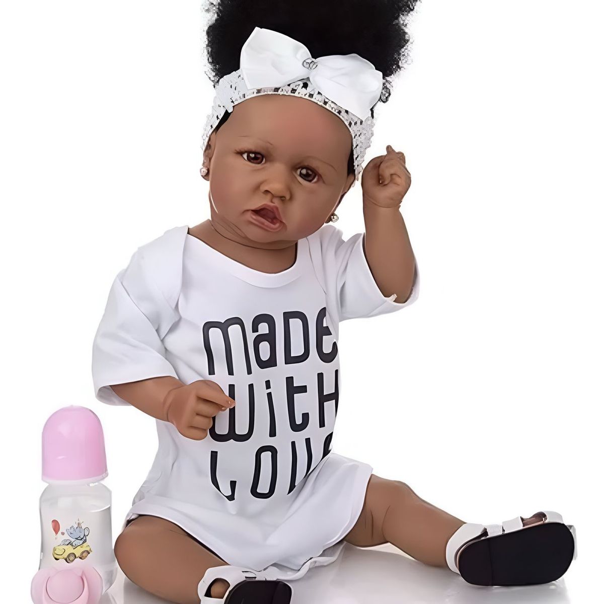 GENERICO - Muñeca niña Morena con biberon