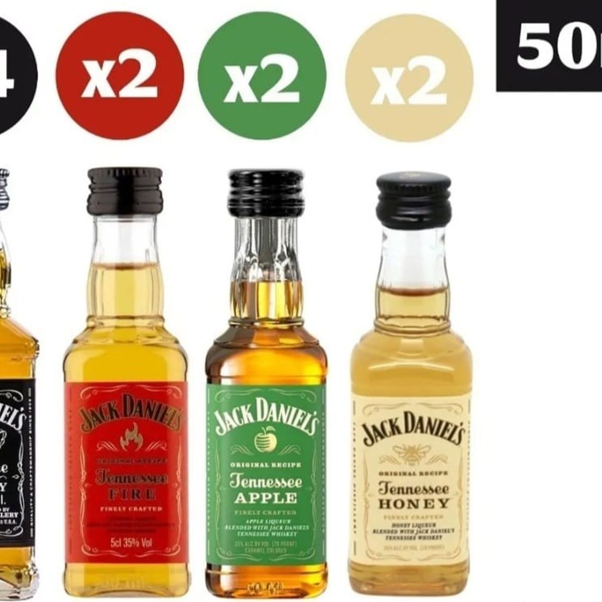 JACK DANIELS - Pack Surtido 10 Miniaturas Jack Daniel's  tennesse 50 ml.