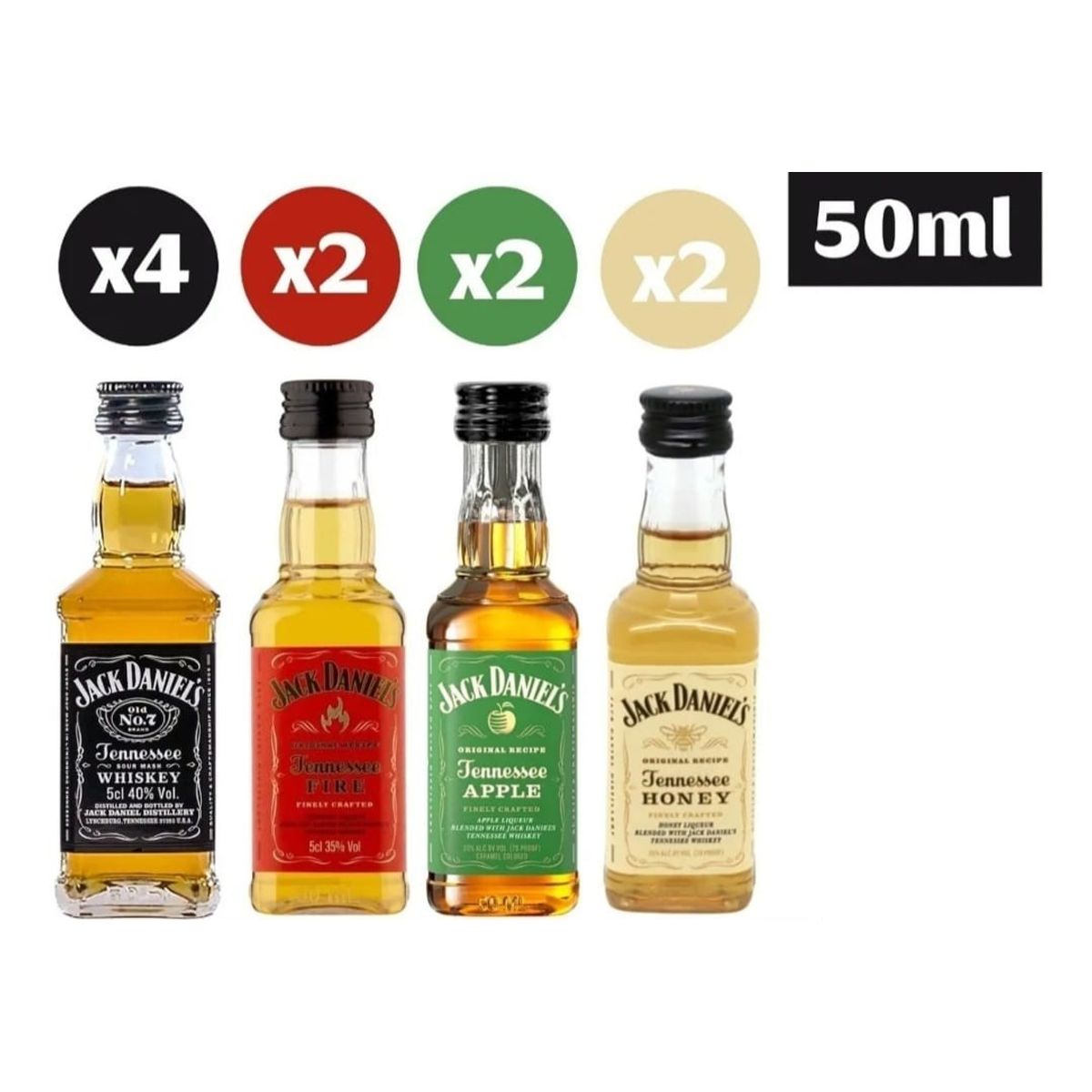 JACK DANIELS - Pack Surtido 10 Miniaturas Jack Daniel's  tennesse 50 ml.