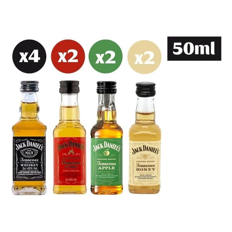 JACK DANIELS - Pack Surtido 10 Miniaturas Jack Daniel's  tennesse 50 ml.