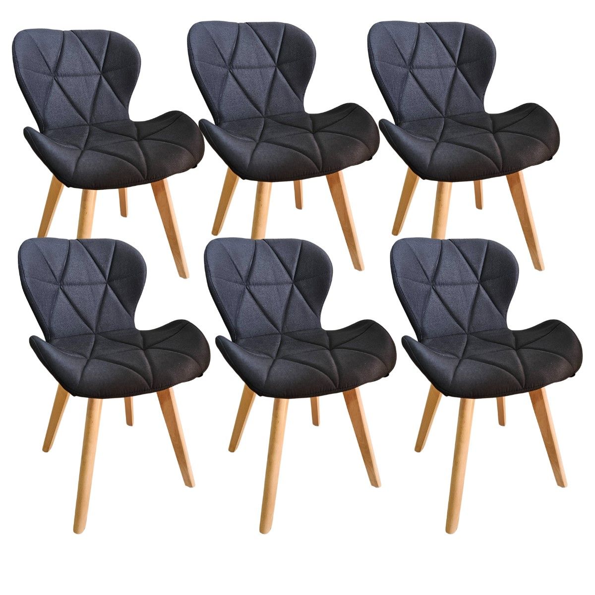 CORI CORI - Pack 6 Silla Mariposa Lino Negro